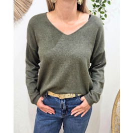 Pull femme uni Amarys-Kaki