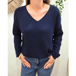 Pull femme uni Amarys-Bleu marine