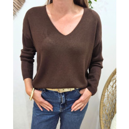 Pull femme uni Amarys-Marron