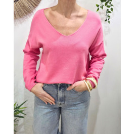 Pull femme uni Amarys-Rose fuchsia