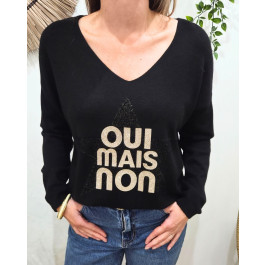 Pull femme étoile Oui mais non pailleté-Noir