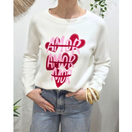 Pull femme AMOR AMOR MOR-Blanc