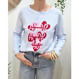 Pull femme AMOR AMOR MOR-Bleu ciel