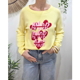 Pull femme AMOR AMOR MOR-Jaune