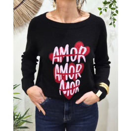 Pull femme AMOR AMOR MOR-Noir