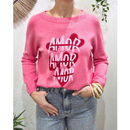 Pull femme AMOR AMOR MOR-Rose fuchsia