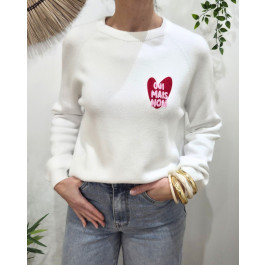 Pull femme coeur OUI MAIS NON-Blanc