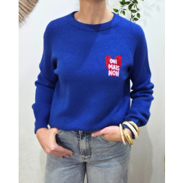 Pull femme coeur OUI MAIS NON-Bleu roi