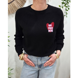Pull femme coeur OUI MAIS NON-Noir