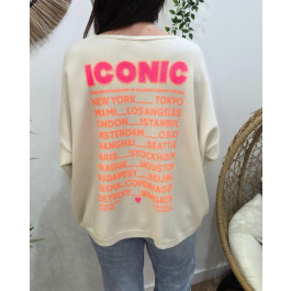 Pull femme col V Iconic-Ecru