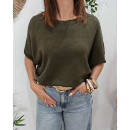 Pull femme col rond manches chauve souris Armida-Kaki