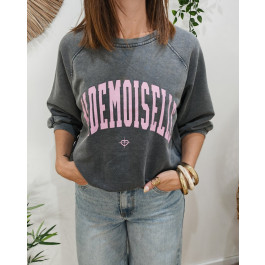 Sweat femme MADEMOISELLE-Gris