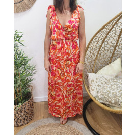 Robe longue femme satinée Lennie-Orange