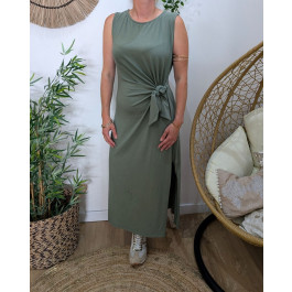 Robe femme nouée Isaline-Kaki