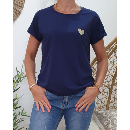 T-Shirt coeur taille unique-Bleu