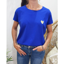 T-Shirt coeur taille unique-Bleu roi