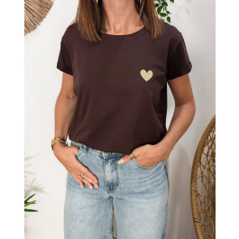 T-Shirt coeur taille unique-Marron