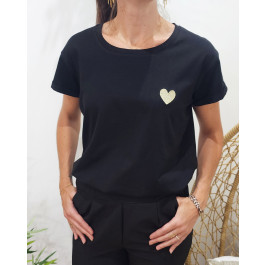 T-Shirt coeur taille unique-Noir