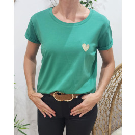 T-Shirt coeur taille unique-Vert