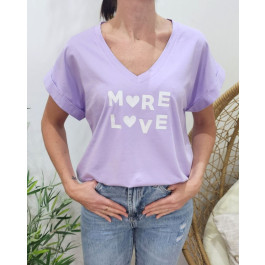 T-shirt femme MORE LOVE pailleté-Parme