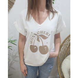 T-shirt femme Mon chéri-Blanc
