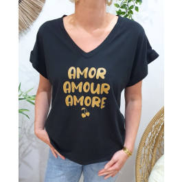 T-shirt femme Amor Amour Amore-Noir
