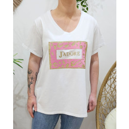 T-Shirt femme oversize J'adore-Rose