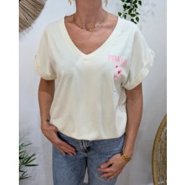 T-shirt femme Pink Gin-Ecru