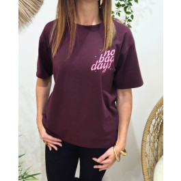 T-Shirt femme No bad days-Rouge bordeaux