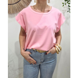 T-Shirt femme uni asymétrique Kiana-Rose baby