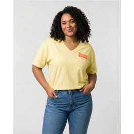 T-shirt femme col V Eternel amour-Jaune