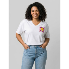 T-shirt femme col V Sending Smiles-Blanc