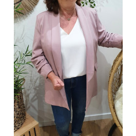 Blazer femme grande taille manches 3/4-Vieux rose