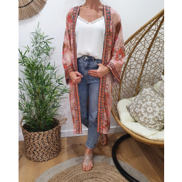 Kimono femme soie Fabiola-Corail