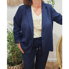 Blazer femme grande taille -Bleu marine