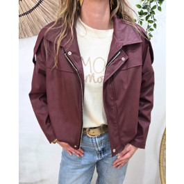Bombers femme similicuir Cléo-Rouge bordeaux