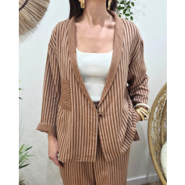 Blazer femme rayé Ginger-Camel