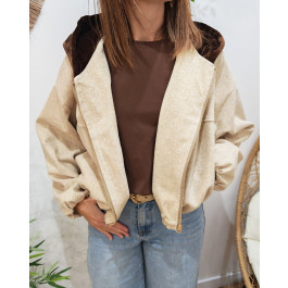 Veste femme chinée à capuche velours Eulalie-Beige