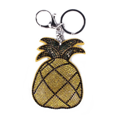 Porte-clés Ananas jaune à strass