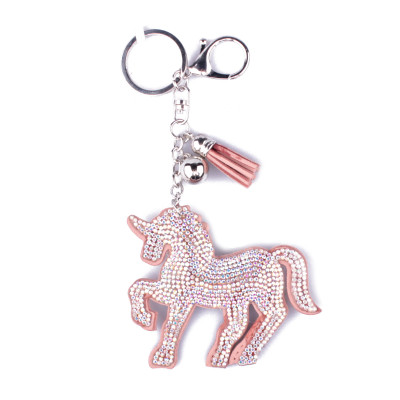 Porte-clés licorne rose strass