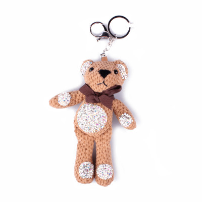 Porte-clés peluche ourson beige à strass