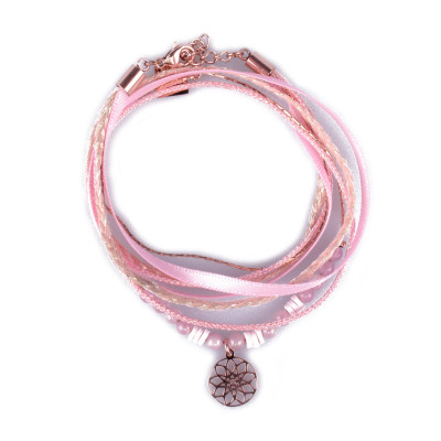 Bracelet acier MILE MILA double tour rose et rosace cuivrée