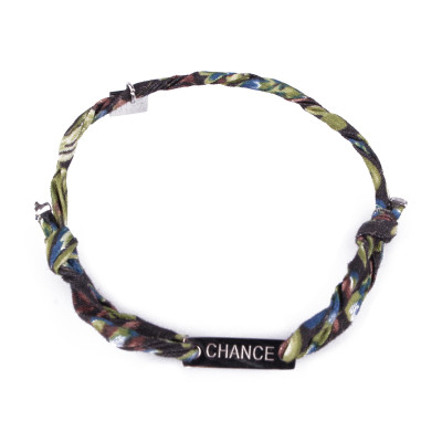 Bracelet réglable MILE MILA « Chance » acier argent tissu noir bleu vert