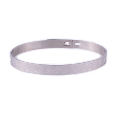 Bracelet MILE MILA jonc acier argent motifs ethniques