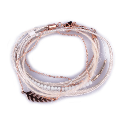 Bracelet MILE MILA acier cuivré et blanc beige laurier