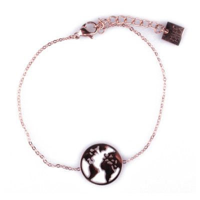 Bracelet MILE MILA Globe terrestre acier cuivré