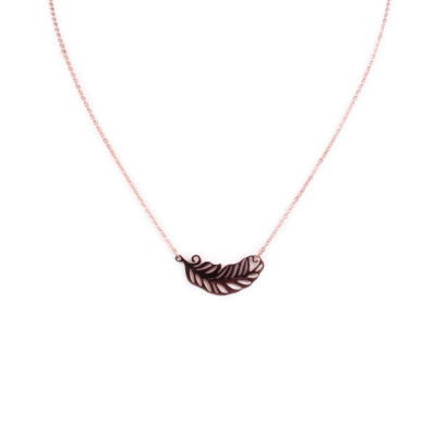 Collier MILE MILA acier cuivré plume fantaisie