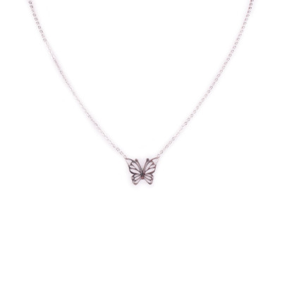 Collier MILE MILA acier argent papillon