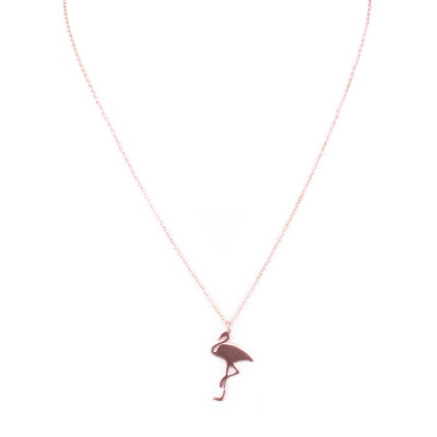 Collier MILE MILA acier cuivré flamant rose