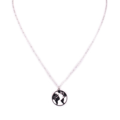 Collier MILE MILA Globe terrestre acier argent